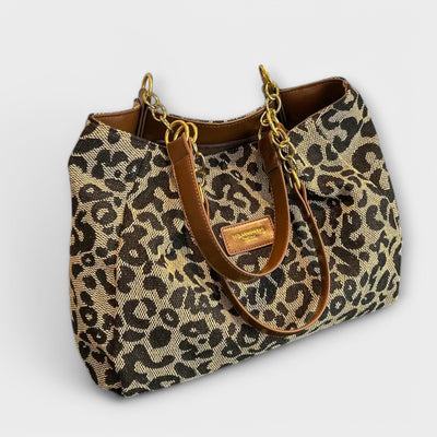 Nora. - Borsa a Tracolla in Tela con Stampa Leopardo