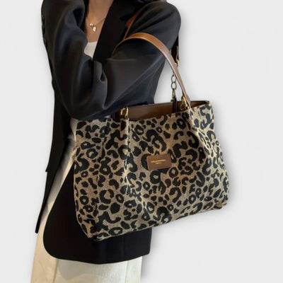 Nora. - Borsa a Tracolla in Tela con Stampa Leopardo
