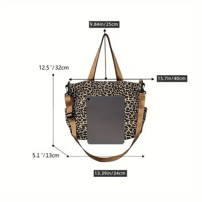 Nora. - Borsa a tracolla in tela con motivo leopardato