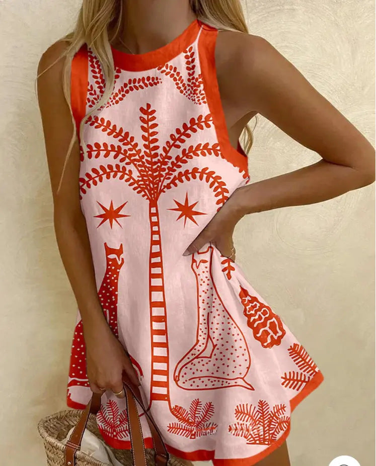 Vera™ | Miniabito con Palme Tropicali