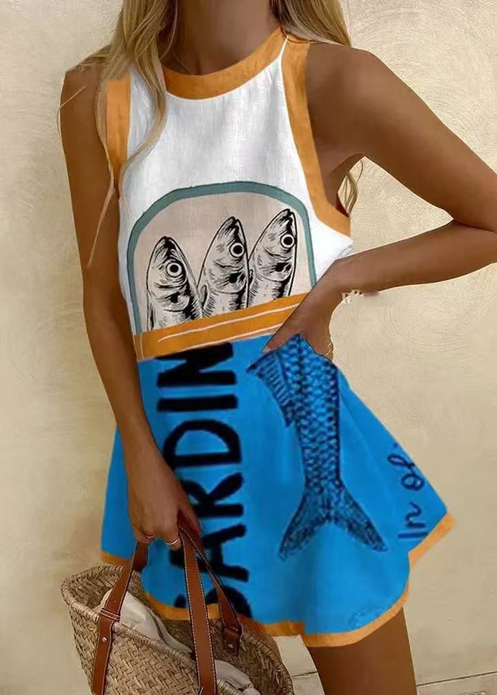 Giorgia™ | Miniabito con Stampa Blu