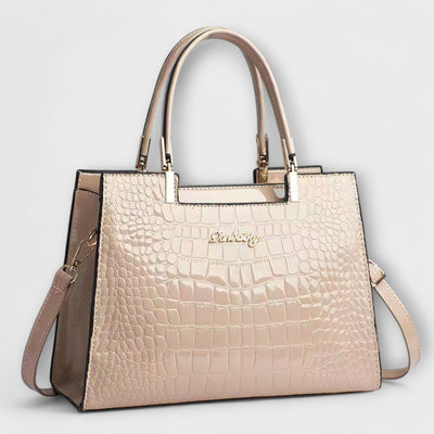 Nora. - Borsa a mano con motivo coccodrillo lucido