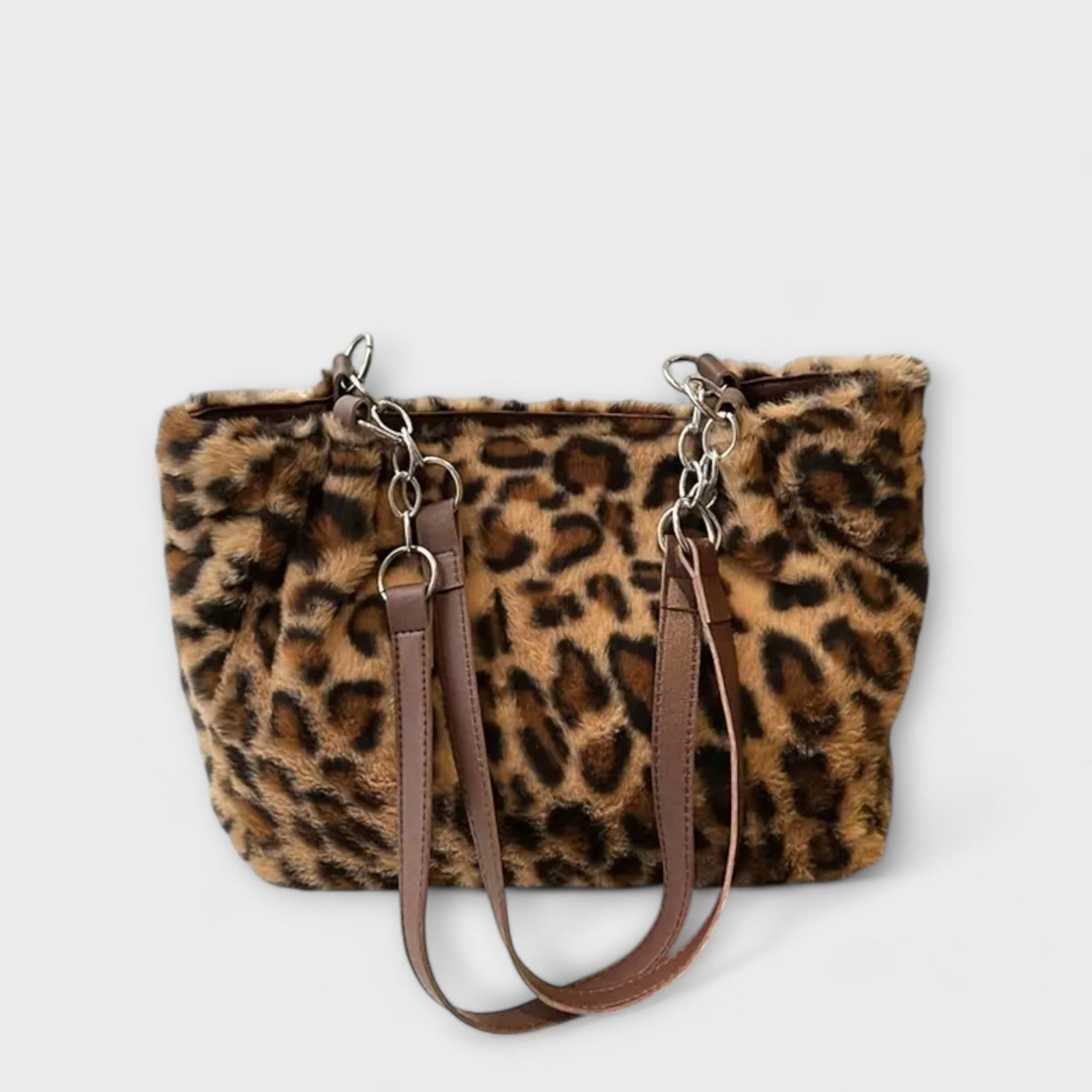 Nora. - Borsa a tracolla alla moda in morbida pelliccia sintetica con motivo leopardato